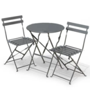 SET DE JARDIN PLIANT AVEC UNE TABLE + 2 CHAISES - GRIS